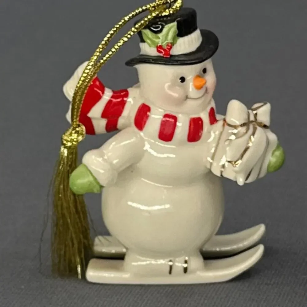 Lenox Very Merry Porcelain Ornament Set of 2 Snowman Penguin Holiday Christmas